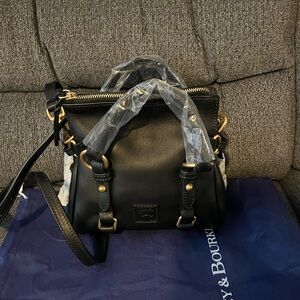 Dooney & Bourke Black Florentine Nano Satchel with Gold Hardware